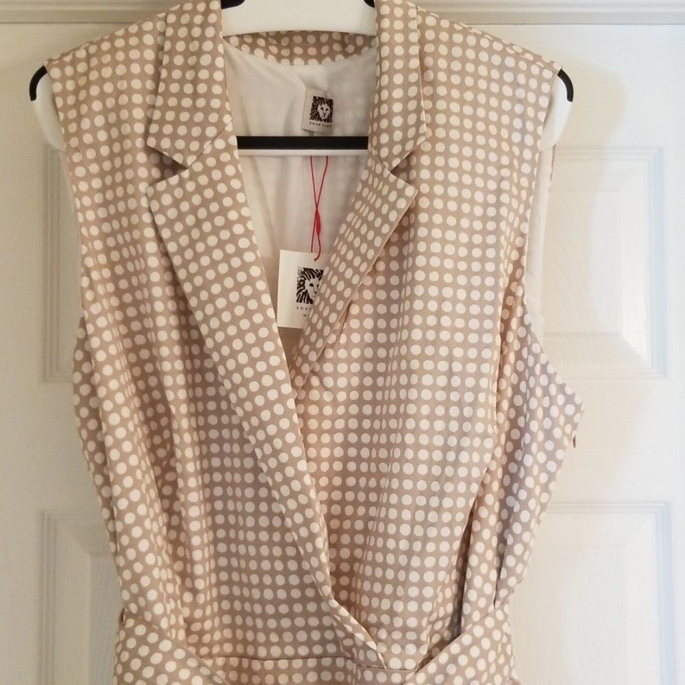 Anne Klein Plus Polka Dot V-Neck Midi Dress 24W - Picture 5 of 10